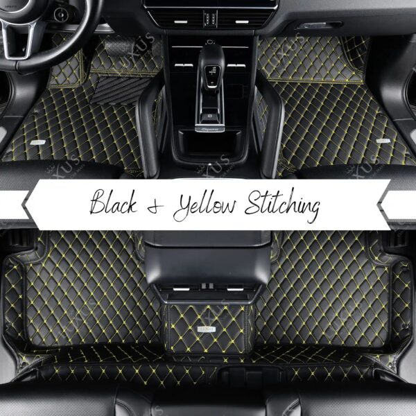 Black & Yellow Stitching Diamond Luxury Car Mats Set